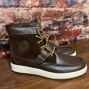 New POLO Ralph Lauren Men's Ranger Deep‎ Brown Leather lace up Boots size 10